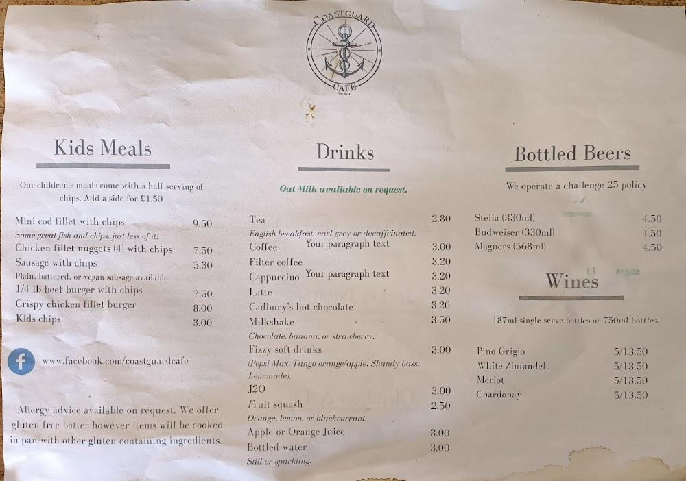 Coastguard Cafe Menu - 1